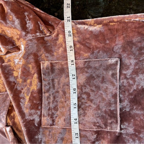 Mystree crushed velvet velour shimmery pink button down tunic top. Whimsigoth - Picture 13 of 16